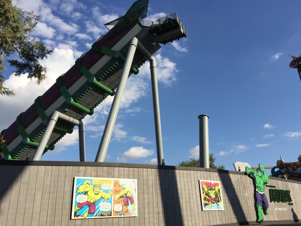 The Incredible Hulk Coaster refurbishment 2015 torn down