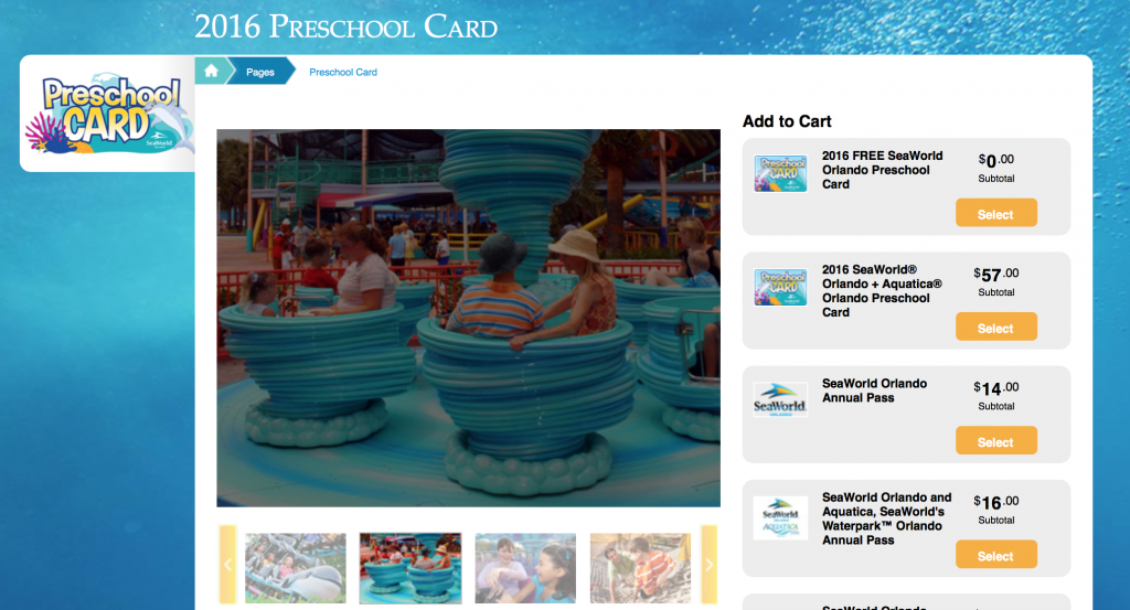 SeaWorld Orlando Preschool Card Registration