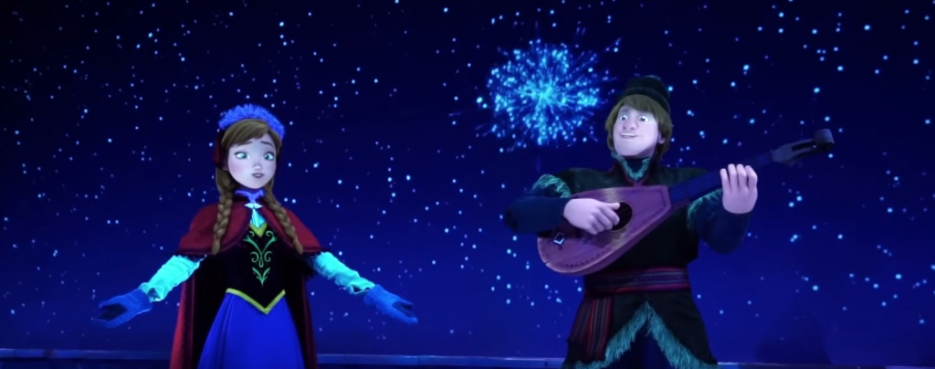 anna and kristoff animatronics on the frozen ever after attraction at epcot