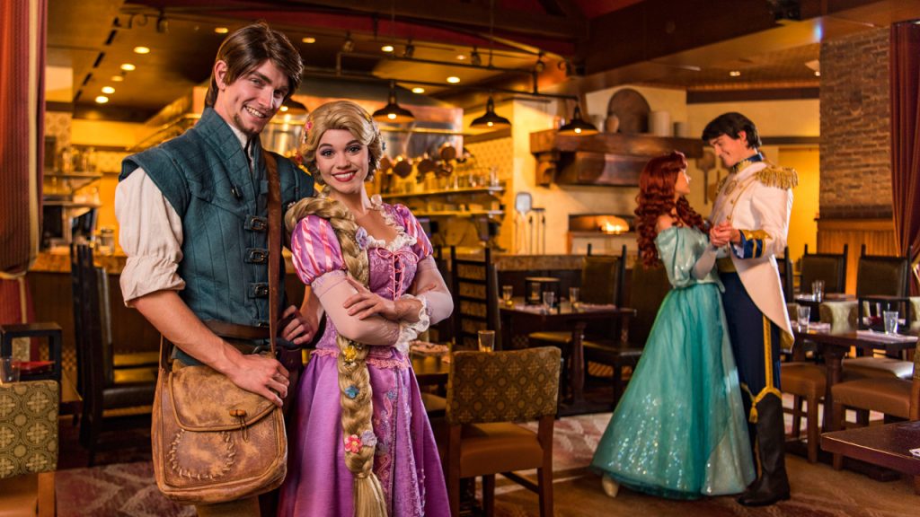 Rapunzel, Flynn Rider, Ariel & Prince Eric at Trattoria Al Foro